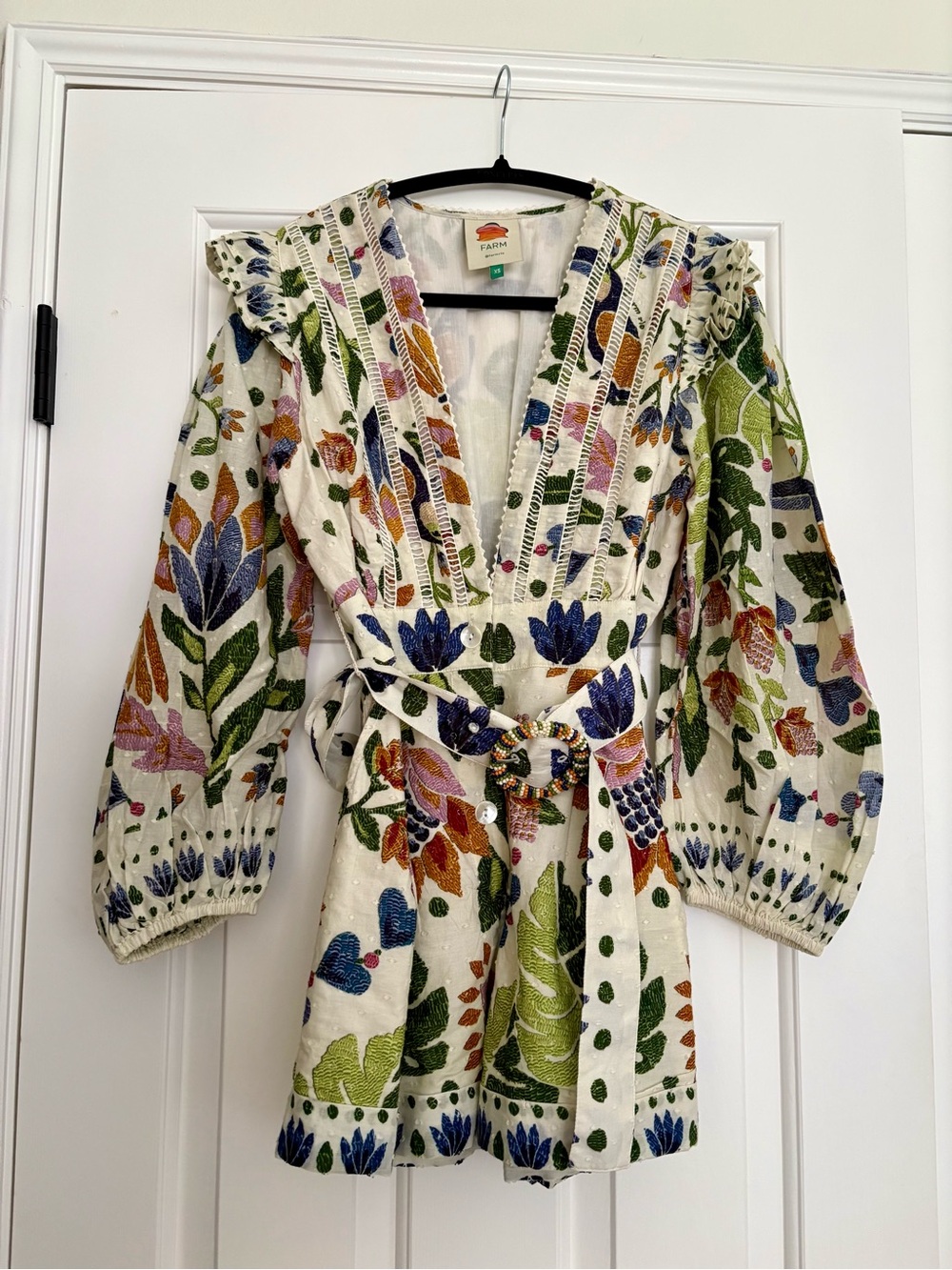 FARM Rio white summer garden romper
